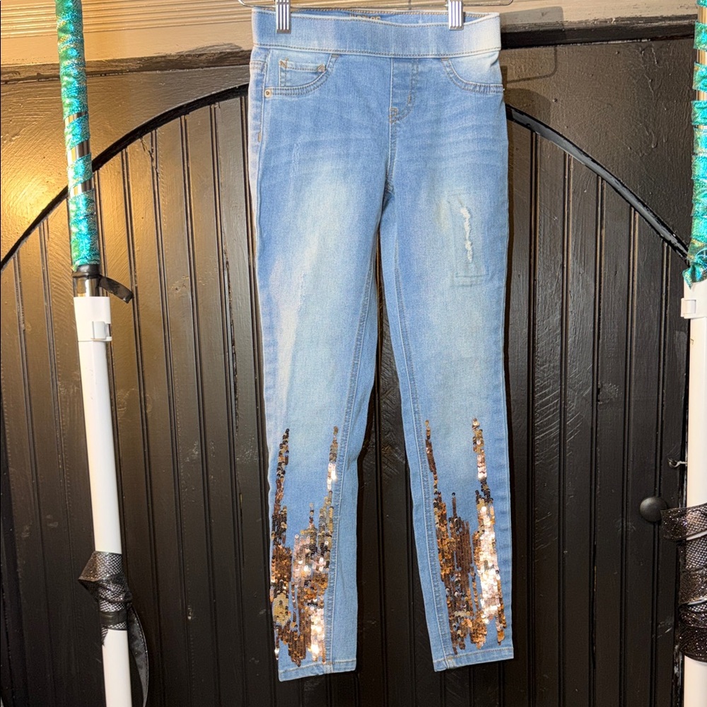 Justice Blue Jeans with Sequin Accents